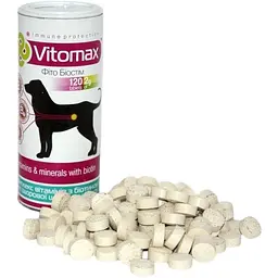 Вітаміни для собак Vitomax Biotin для здорової шкіри та шерсті 120 таблеток - мініатюра 2