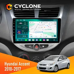 Штатна магнітола Hyundai Accent 2010-2017 Cyclone C9-013 4x64 DSP 4G Cyclone (НФ-00007248)