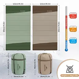 Спальний мішок двомісний Naturehike CNK2300019, зелений - мініатюра 3