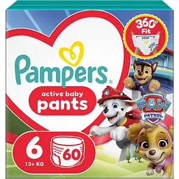 Підгузки-трусики Pampers Active Baby Pants Щенячий патруль Розмір 6 (14-19 кг) 60 шт.