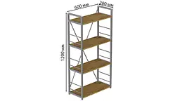 Етажерка 4/60 Ferrum-decor Серії Коннект 120x60x28 сірий ДСП Дуб Артізан 16мм (FRD-104250) - мініатюра 3