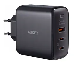 Зарядний пристрій адаптер живлення 3 виходи 65 Вт Aukey 65 W GaN Power Tech (PA-B6T) U + 2C - мініатюра 2