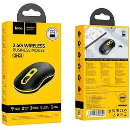 Миша безпровідна Hoco GM21 Platinum 2.4G business чорно жовта - мініатюра 4