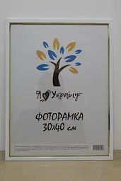 Фоторамка 30х40, біла із золотою вставкою, 1511-015-3, СКЛО + КАРТОН                                                                                        