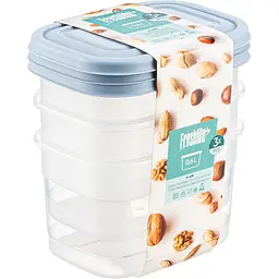 Набір контейнер для зберігання продуктів Freshlife прямокутний 3 шт. х 0.6 л (D - 498)
