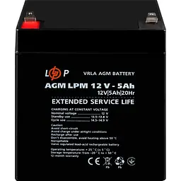 Акумулятор LogicPower AGM 12V (12V/5Ah/60Wh) (3861) [109907] - мініатюра 2
