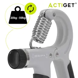 Еспандер кистьовий Actiget 20-50 кг з регульованим навантаженням ACT0052 Grey/Black - мініатюра 10