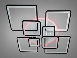 Стельова LED-люстра Diasha 8160/8BK 3color з пультом і димером, чорна, 225W, 12375 lm, сучасні квадратні LED-плафони 127× - мініатюра 5