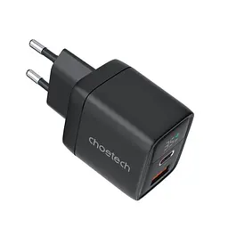 Мережевий зарядний пристрій Choetech PD6052 PD35W GAN A+C Black (43-00121) - мініатюра 2