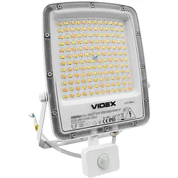 LED прожектор Videx F5 100W 3000-5000-6500K з датчиком руху 230V білий (VL-F5-100CW-S) - мініатюра 2