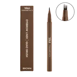 Лайнер для брів Zola x Makarevich Eyebrow Liner з квадро-пензлем, Brown, 0.55 мл