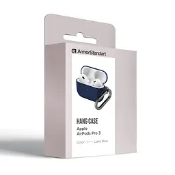 Силіконовий чохол для навушників Apple AirPods Pro 3, Hang Case, синій, ультратонкий захисний кейс товщиною 2 мм, захист від подряпин, пилу та ударів, компактний, з карабіном для кріплення, ArmorStandart (ARM88273) - мініатюра 8