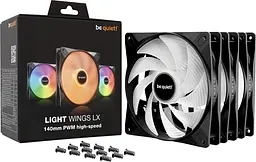 Вентилятор be quiet! Light Wings LX 140mm PWM High-Speed 3-Pack Black (BL130) - мініатюра 3