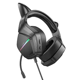 Навушники накладні Borofone BO106 ігрові з вушками та LED підсвічуванням elf cat - мініатюра 3