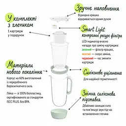 Фільтр-глечик Brita ONE LED MXpro скляний світло-зелений (1061075) - мініатюра 5