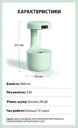 Зволожувач повітря, аромадифузор портативний Kinscoter DQ-011 Anti Gravity Humidifier 800 мл, Green - З дефектом БРАК ВСТАНОВКИ ЧАСУ - мініатюра 7