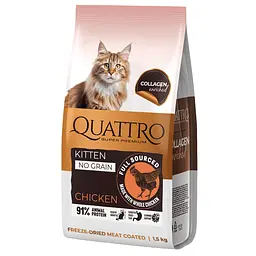 Корм беззерновий Quattro Cat Kitten Chicken для кошенят з куркою 1.5 кг