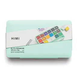 Набір гуашевих фарб Jelly Cup 18×30 мл зелений пластиковий пенал HIMI (6974712453680)