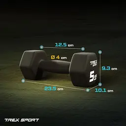 Гантелі для фітнесу неопренові TREX Sport TX-050VD 2x5кг - мініатюра 3