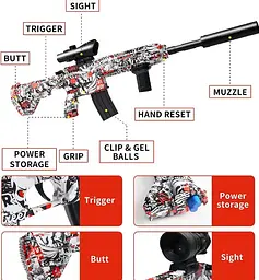 Бластер shoot Splatter M416 Gel Ball 5000 шт. гель кульок з бризками red - мініатюра 2