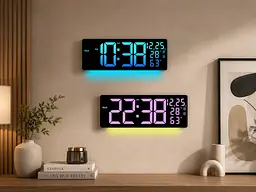 Настінний годинник 6669R / Електронні LED-годинник / RGB годинник з пультом - мініатюра 3
