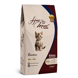 Повнораційний корм для кошенят How Meow Adult Kitten з куркою 2кг