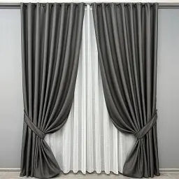 Комплект штор с тюлем VR-Textil Рогожка премиум TERRA LUXE, графитовый с белым, 2 шторы 150×270 см + тюль 400×270 см, арт.