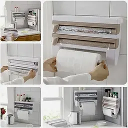 Кухонний диспенсер для плівки, фольги та рушників Kitchen Roll Triple Paper dispenser, тримач для рушників - мініатюра 4