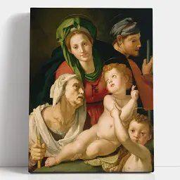 Інтер'єрна картина Свята Родина, Бронзіно, Bronzino, Holy Family, релігійний декор, 60×45 см (id6966)