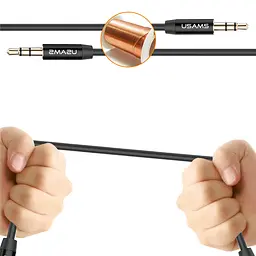Кабель USAMS аудіо AUX 3.5 mm - 3.5 mm 1 м Чорний (6958444996875) - мініатюра 3