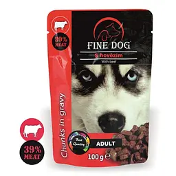 Вологий корм для дорослих собак Fine Dog з яловичиною в соусі, 100 г
