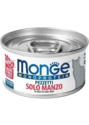 Корм Monge Cat Wet Monoprotein Manzo вологий з яловичиною для дорослих котів 80 гр