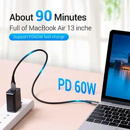 Кабель Vention USB 3.1Type-C M-M,0.5м60W Cotton Braided (TAAHD) - мініатюра 10