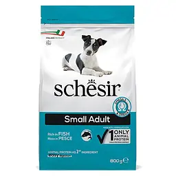 Сухий монопротеїновий корм Schesir Dog Small Adult Fish Шезір для дорослих собак малих порід з рибою 800 г (ШСВМР0.8)