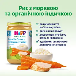 Органічне пюре HiPP Морква з рисом та індичкою 220 г - мініатюра 3