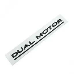 Емблема напис DUAL MOTOR для Tesla Чорна матова Чорна лінія Пластик на скотчі (Завод)