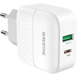 Зарядний пристрій Borofone BA46A Premium PD+QC3.0 3A 18W white - мініатюра 2