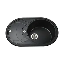 Гранітна мийка Globus Lux Luise чорний металік 780x500мм-А0001 000009141, Чорний