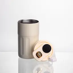 Термочашка Coffee 400 мл з ремінцем та датчиком температури, білий Yiwu HP-GM-2 - мініатюра 5