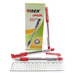 Ручка масляна Wiser Java, 0.7 мм, із грипом, червона, 12 шт.