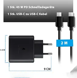 Зарядний комплект USB-C 45W з кабелем 100W 2 м для Samsung Galaxy - мініатюра 3