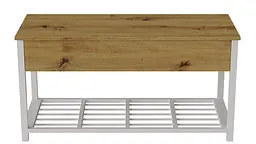 Банкетка з ящиком Ferrum-decor Дрейк 1 550x1000x400 метал Білий ДСП Дуб Артізан 16 мм (FRD-103057)