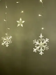 Гірлянда 6 сніжинок та 6 зірок 2.5 × 1 м 138 LED теплий білий СС 01004 - мініатюра 2