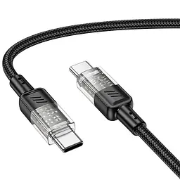 Дата кабель Hoco U129 Spirit Transparent Type-C to Type-C 60W (1.2m) Black - мініатюра 2
