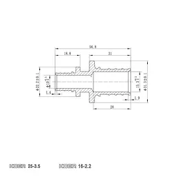 Муфта з'єднувальна перехідна Koer Ka.С16-25 - 16(2.2mm) x 25(3.5mm) KR4859 - мініатюра 2