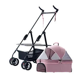Коляска для котів та собак Bestopet Люпосанчик BS-RL-20 Pink 3in1 зі знімною переноскою