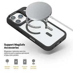 Чехол Apple iPhone 17 Pro, Unit MagSafe, черный, прозрачный, магсейф, противоударный, магнитный, панель-накладка с поддержкой MagSafe, с поддержкой беспроводной зарядки, TPU+PC, защита всего корпуса, ударопрочный, ArmorStandart (ARM87910) - мініатюра 4