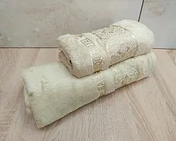 Набір турецьких бамбукових махрових рушників Cestepe 50х90+70х140 Bamboo Royal gold - мініатюра 3