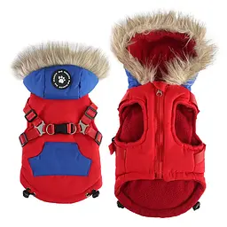 Зимовий жилет для собак з капюшоном та хутром Derby Red/Blue, M Червоний/синій - мініатюра 6