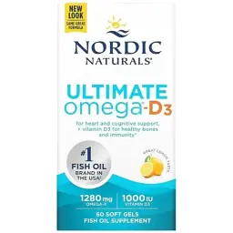 Витаминно-минеральный комплекс Nordic Naturals Омега-3 и витамин D3, 1280 мг и 25 мкг (1000 МЕ), вкус лимона, Ultimate Omega (NOR-01794)